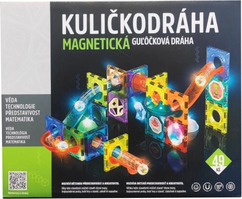 Pistă de Bilă Magnetică cu Lumină 49 buc