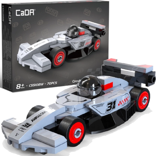 Set de construcție CaDA mașină de curse Circuit racing car gri, 70 de piese