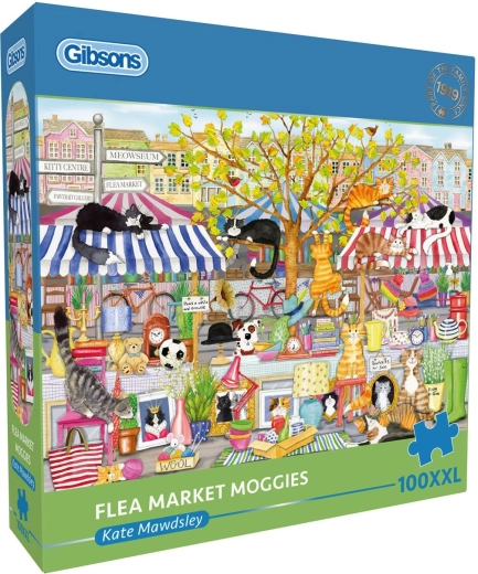Puzzle Gibsons piață stradală cu pisici XXL 100 de piese