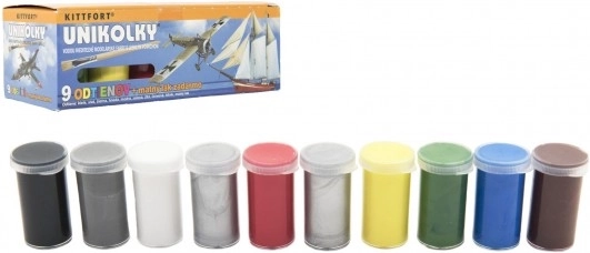 Vopsele de modelism Unikolky – set 9 culori + lac mat gratuit