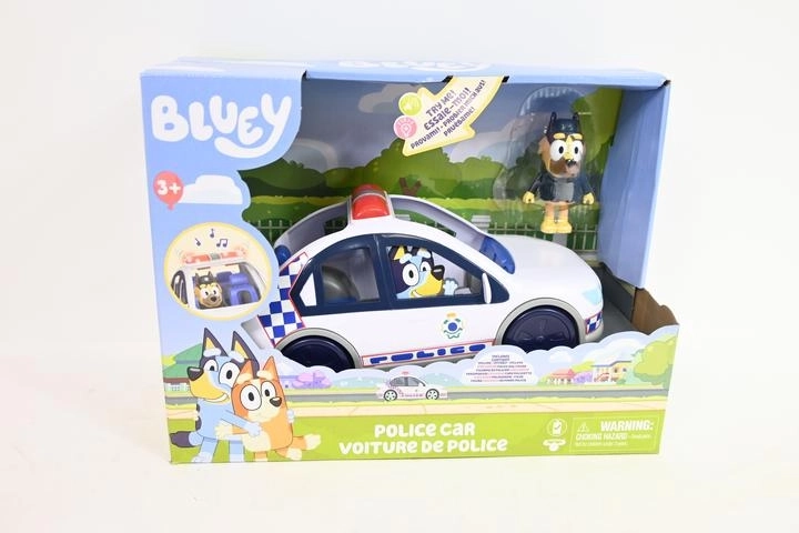 Mașină de poliție Bluey cu lumini și sunete + figurină polițist - 1 bucată