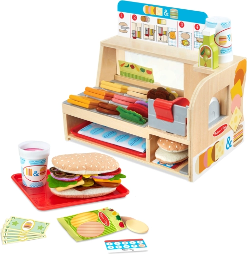 Melissa & Doug tejghea din lemn pentru sandvișuri cu set Slice & Stack (52 piese)