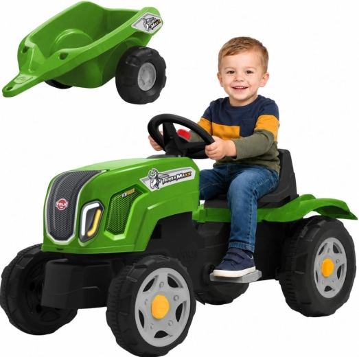 Tractor cu pedale FALK Claas Terra Maxx cu remorcă și capotă rabatabilă