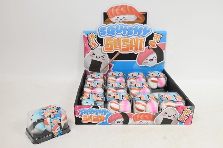 Jucării antistres de strâns tip sushi în cutie (3 buc.)