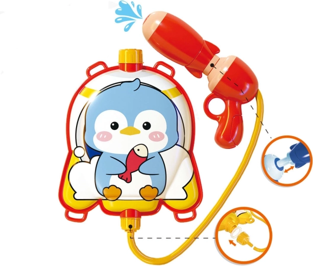 Pistol cu apă cu rezervor dorsal în formă de pinguin