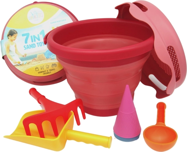Compactoys set pliabil pentru nisip 7 în 1 roșu