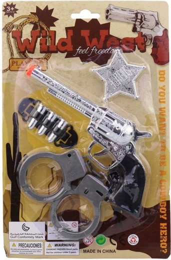 Set cowboy micul șerif cu pistol, cătușe și accesorii