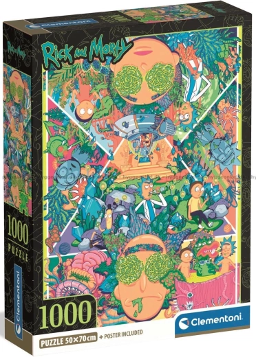 Puzzle CLEMENTONI Rick and Morty – colaj psihedelic, 1000 de piese