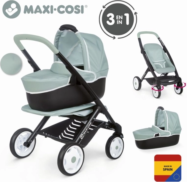 Cărucior combinat pentru păpuși MAXI-COSI 3în1 turcoaz-gri