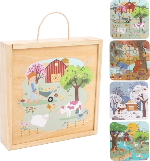 Puzzle din lemn în cutie „Patru anotimpuri” 2Kids Toys