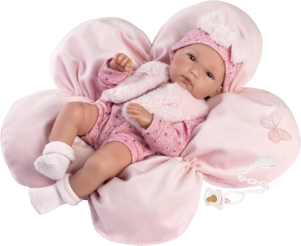 Llorens New Born păpușă realistă fetiță 35 cm, din vinil integral și potrivită pentru baie