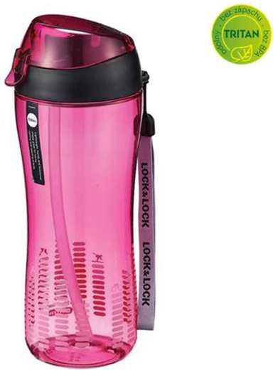 Sticlă sport din Tritan cu pai 550 ml roz