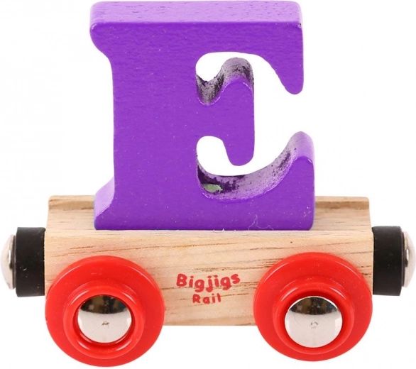 Vagon din lemn Bigjigs Rail cu litera E