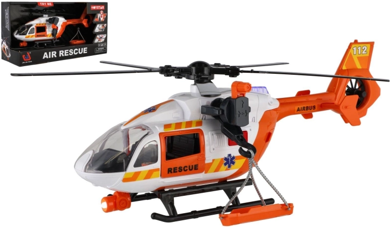 Elicopter de salvare pe baterii cu lumină, sunet și troliu 32 cm