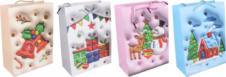 Pungă cadou de Crăciun L 31 × 40 × 12 cm - 1 bucată