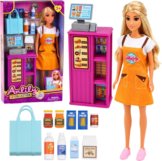 Păpușa Anlily casieră cu supermarket și accesorii 30 cm