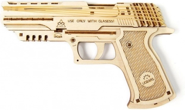 puzzle 3D din lemn ugears pistol wolf-01