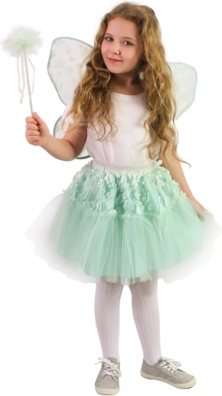 Costum fetiță de zână cu fustă tutu, aripi și baghetă