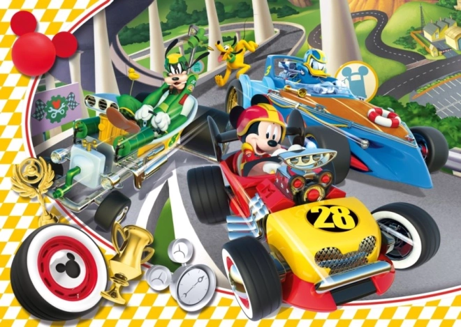 Puzzle Clementoni Mickey şi piloţii de curse – cursă, 15 piese