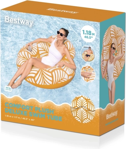 Colac plutitor gonflabil Plush deluxe cu tetieră și suport pentru băuturi
