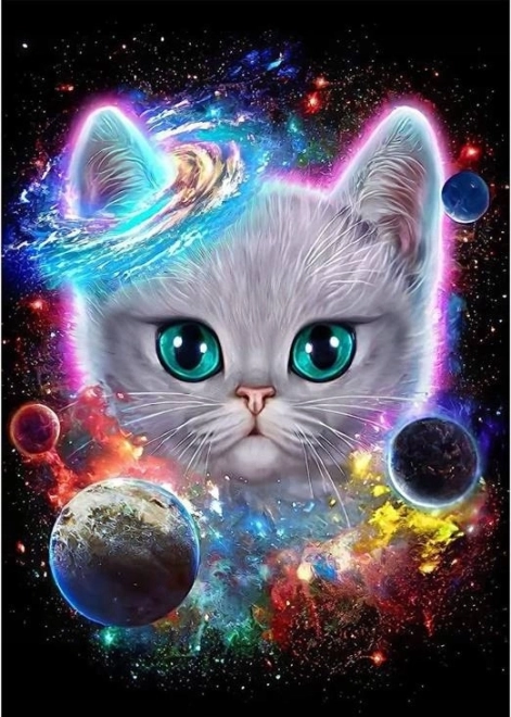 Pictură cu diamante Pisoi cosmic 30 × 40 cm