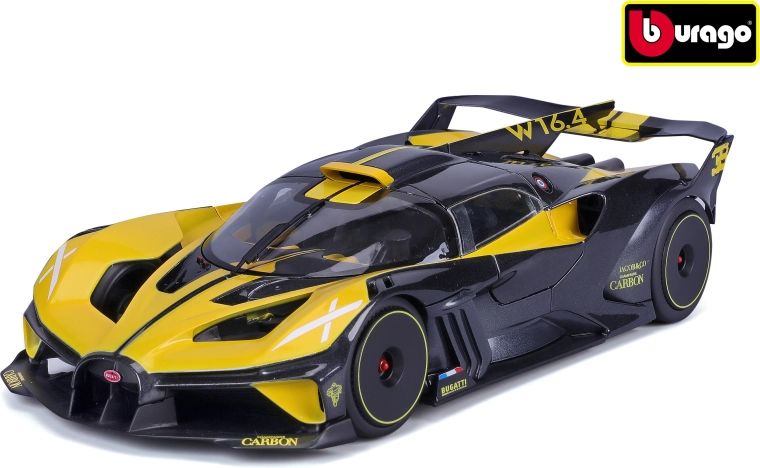 Bburago Bugatti Bolide model metalic la scara 1:18, negru/galben
