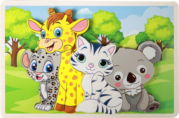 Puzzle din lemn cu animăluțe – 8 piese