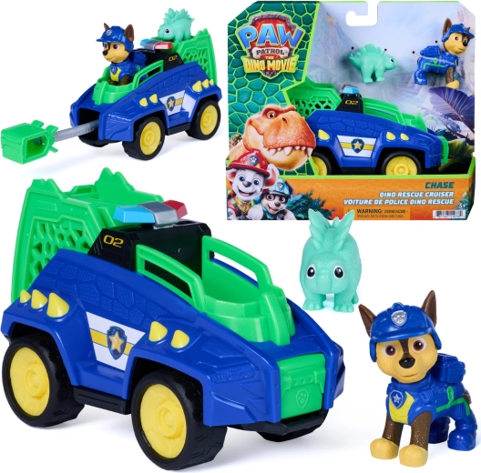 Spin Master Patrula Cățelușilor dinozauri – vehicul Dino Rescue Cruiser 15 cm cu figurinele Chase și un dinozaur