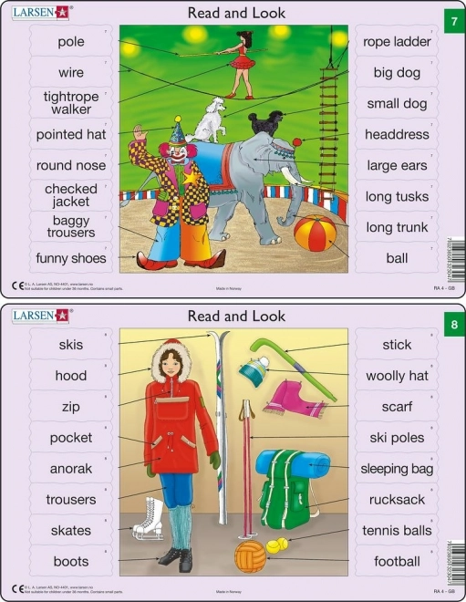 Puzzle educativ de limba engleză – vocabular (16 piese)