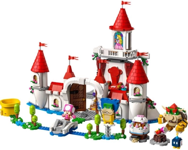Castelul detaliat al lui Peach, plin de elemente de joc