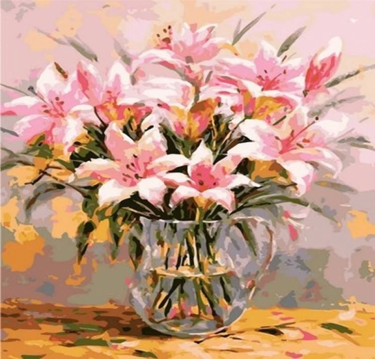 Norimpex Pictură pe numere Crini în vază 40 × 50 cm