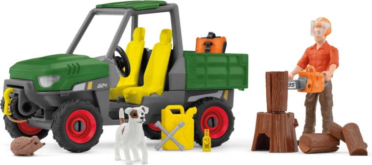Muncă în pădure – vehicul utilitar off-road cu figurină și accesorii