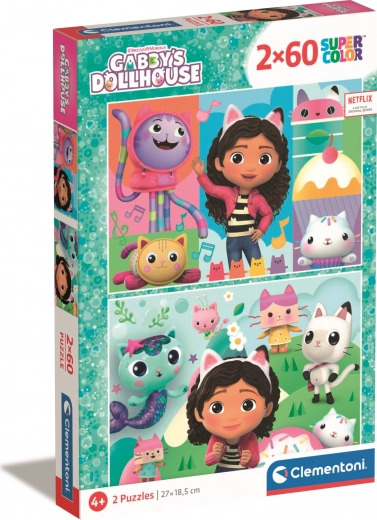 puzzle 2×60 piese căsuța magică a lui Gabby