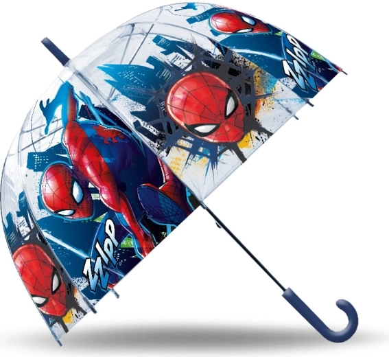 Umbrelă transparentă manuală pentru copii Spiderman