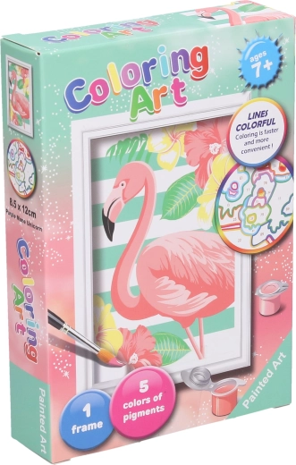 Pictură după numere cu flamingo, 13 cm