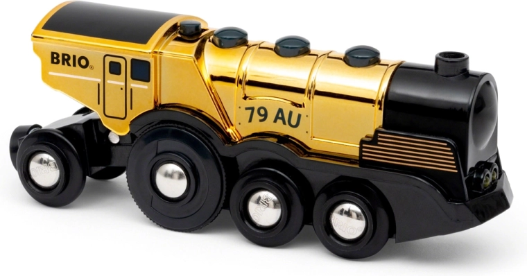BRIO World locomotivă de acțiune aurie masivă cu baterii