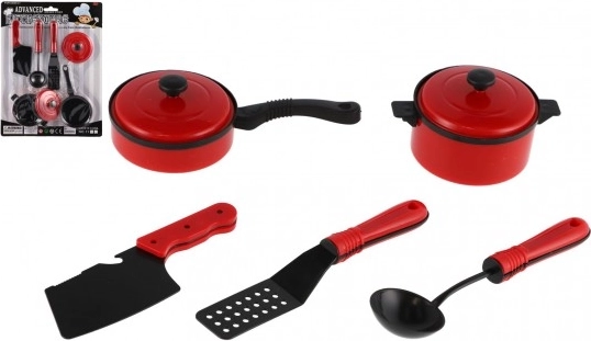 Set de ustensile de bucătărie pentru copii roșu și negru