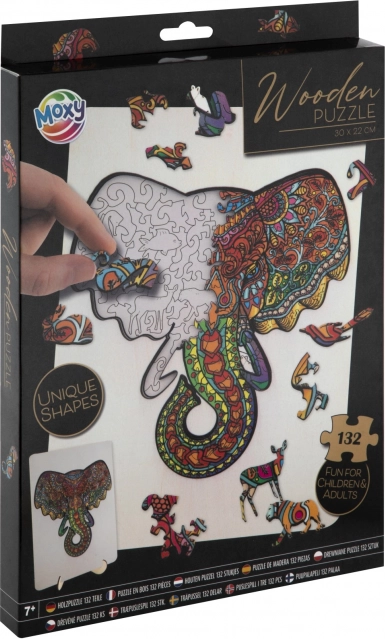 Puzzle din lemn cu contur, elefant