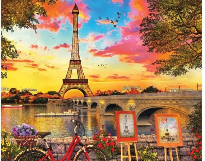 Broderie cu diamante (diamond painting) panoramă Paris – Turnul Eiffel 40 × 30 cm - 1 bucată