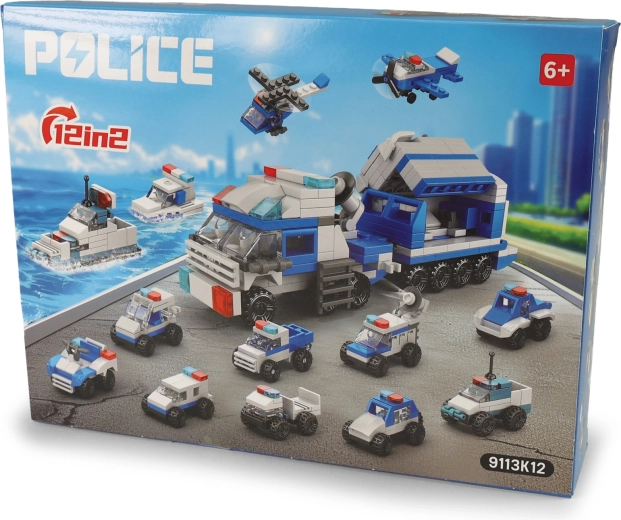 Set de construcție poliție cu 12 vehicule - 1 bucată