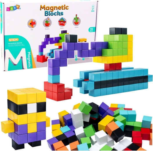 Set de construcție magnetică 3D cuburi – 96 piese