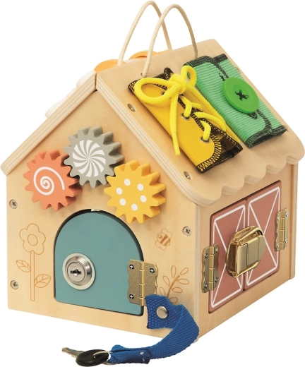 2Kids Toys căsuță de activități din lemn (activity dome) naturală, mică