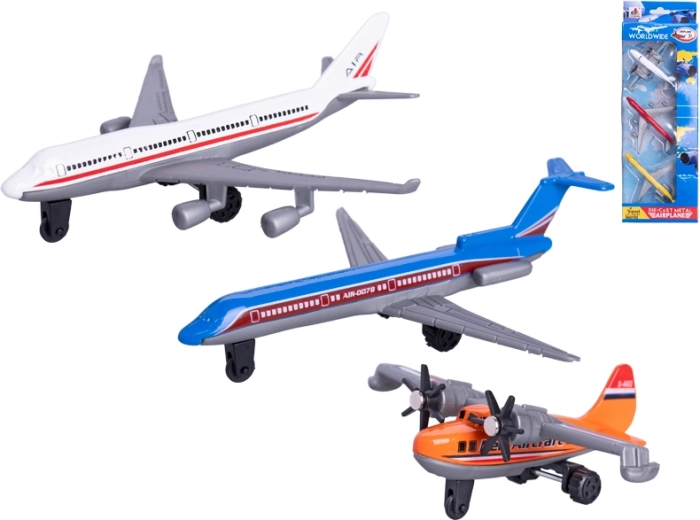 Set de modele de avioane metalice cu rulare liberă – 3 buc