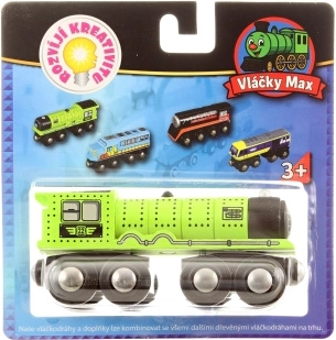 Locomotivă cu aburi din lemn Maxim, verde