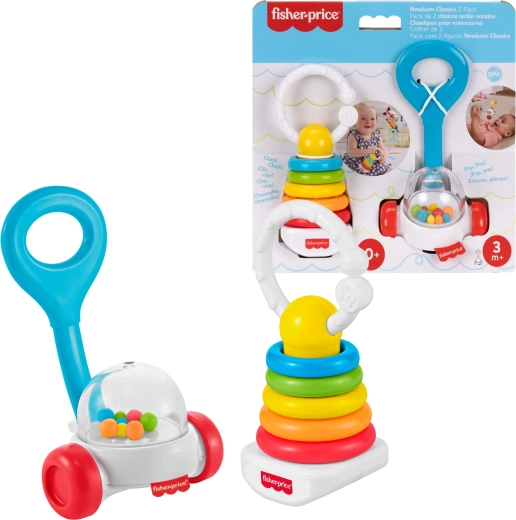 Jucării senzoriale clasice Fisher-Price pentru bebeluși – 2 buc.
