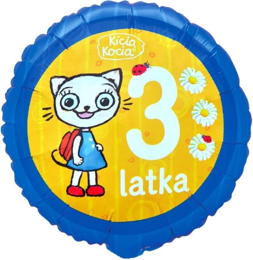 Balon din folie Kicia Kocia cifra 3 (46 cm)
