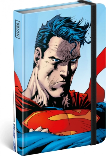 Carnet de notițe liniat Superman A6 world hero, 172 de pagini, legătură cartonată și bandă elastică