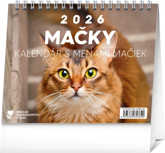 Calendar de birou Pisici 2026 cu nume de pisici