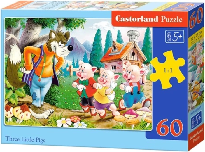 Puzzle pentru copii Cei trei purceluși, 60 de piese