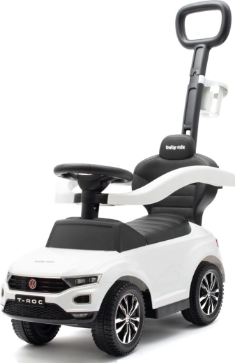 Împingător pentru copii cu tijă de ghidare BABY MIX VOLKSWAGEN T-ROC alb